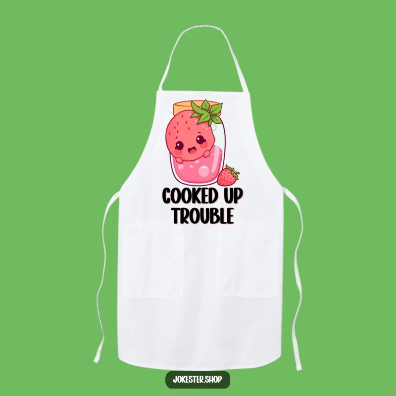 Funny Surprised Strawberry Jam Jar Apron - Kitchen Fruit Cartoon Gift!
