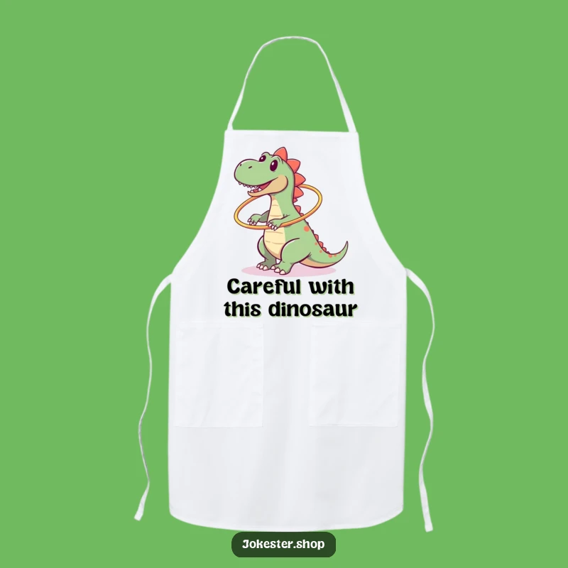 Funny Dinosaur Hula Hoop Fail Apron, Kitchen Humor for Dino Lovers
