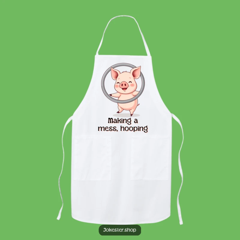 Funny Happy Pig Hula Hoop Apron - Joyful Kitchen Fun and Gift