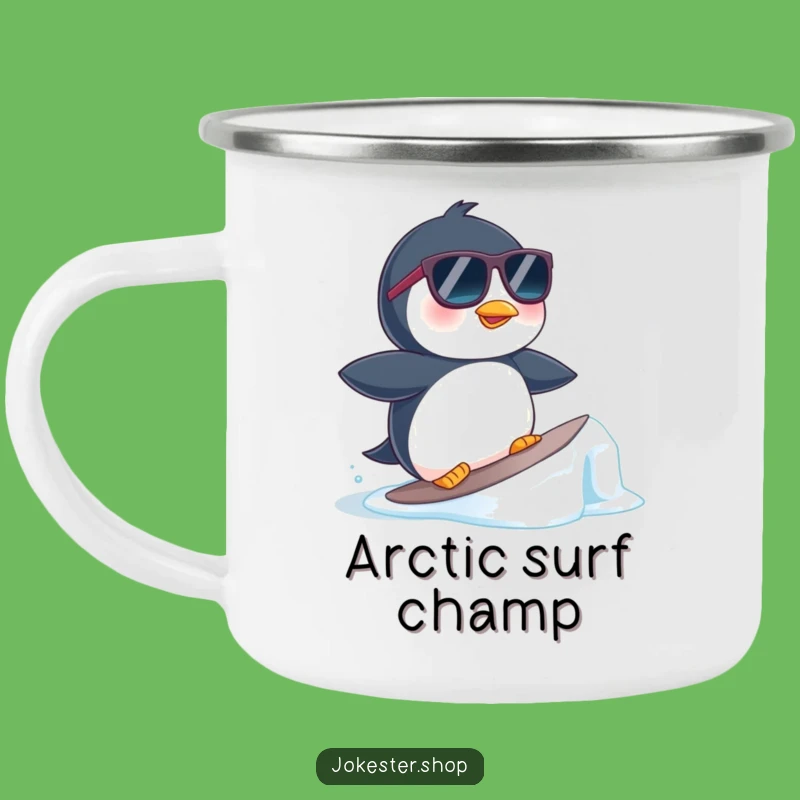 Funny Penguin Surfer Camping Mug - 😎 Cool Adventures and Hilarious Sips
