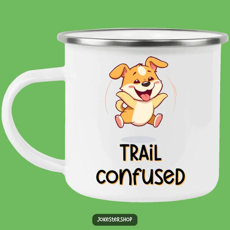 Funny Dizzy Dog Tail Chase Camping Mug - Hilarious Outdoor Companion Gift