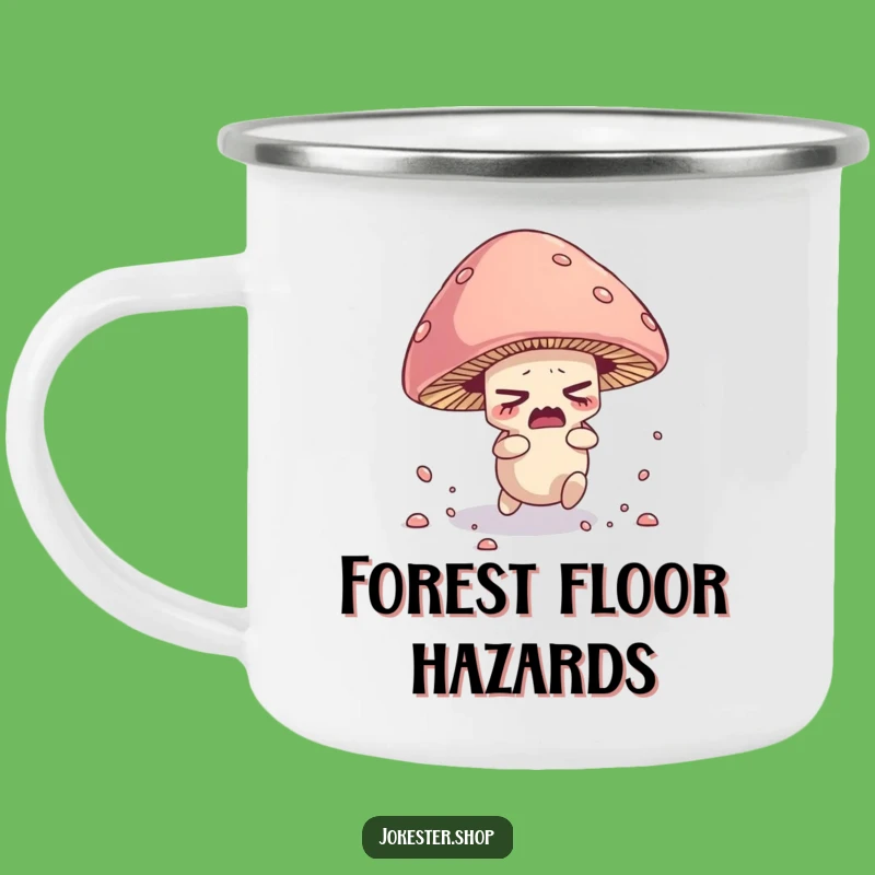 Funny Mushroom Camping Mug - Tripping Spore Character Enamel Cup Funny Gift