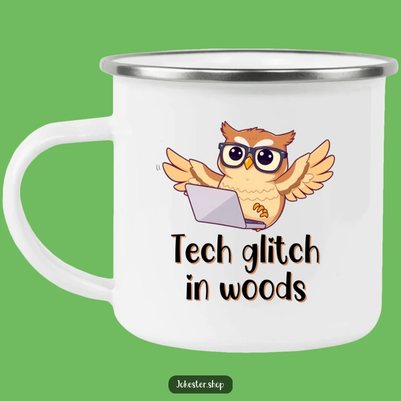 Funny Owl Camping Mug: Tech Struggle Brews, Perfect Outdoor Gift!