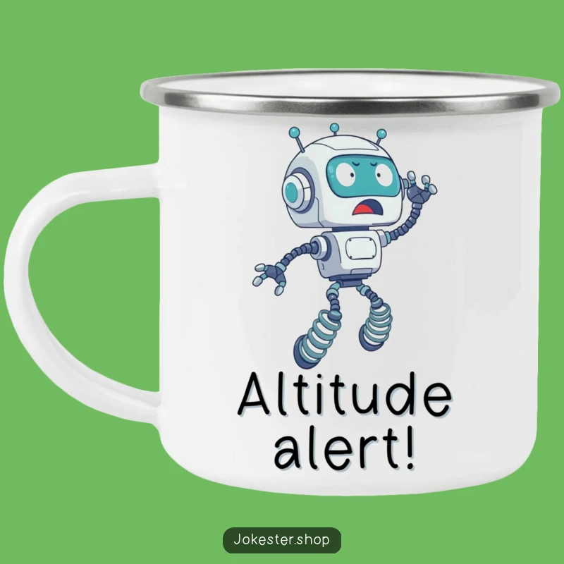 Funny Robot Spring Legs Camping Mug - Adventure Fuel for the Energetic Explorer