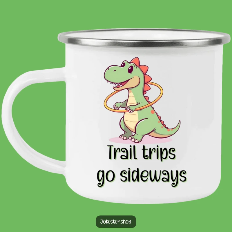Funny Dinosaur Hula Hoop Fail Camping Mug, Adventure-Ready Hilarious Gift