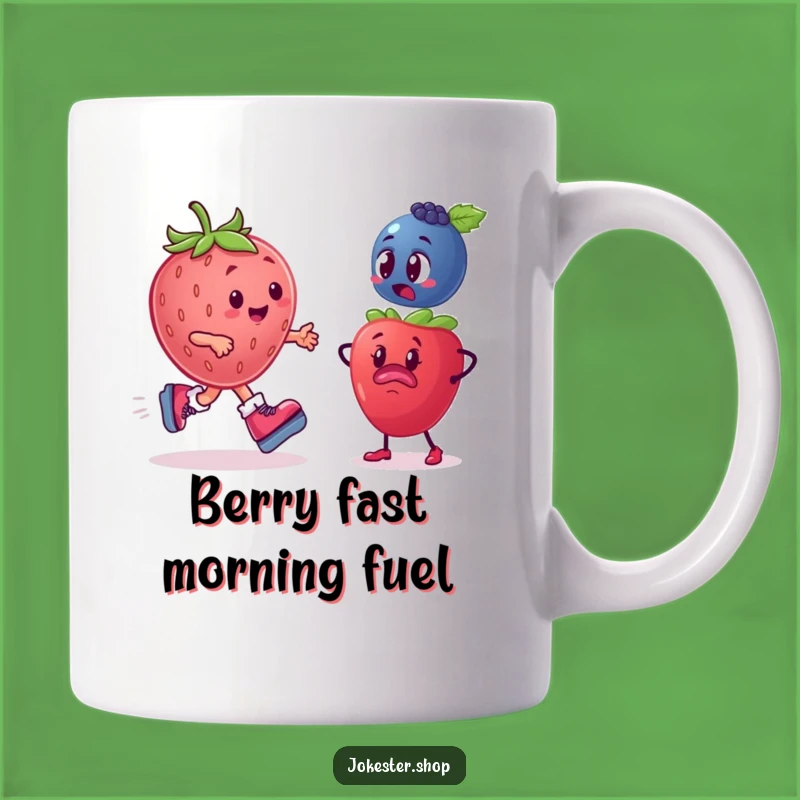 Funny Fruit Race Mug: Strawberry Skater & Blueberry, Hilarious Berry Best Gift