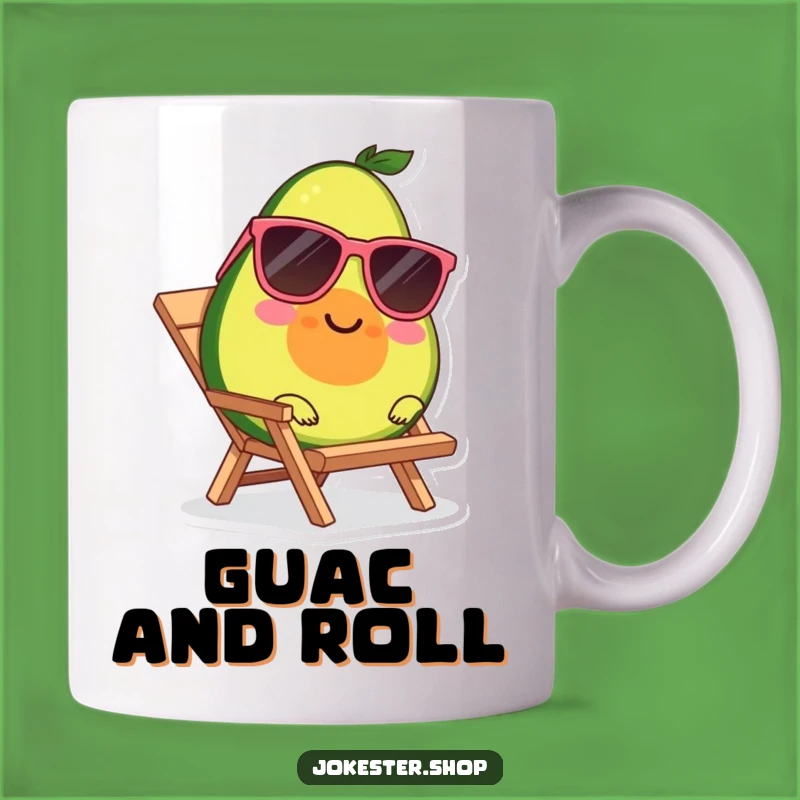 Funny Avocado Sunglasses Mug - Lounging Beach Character Relaxing Funny Gift
