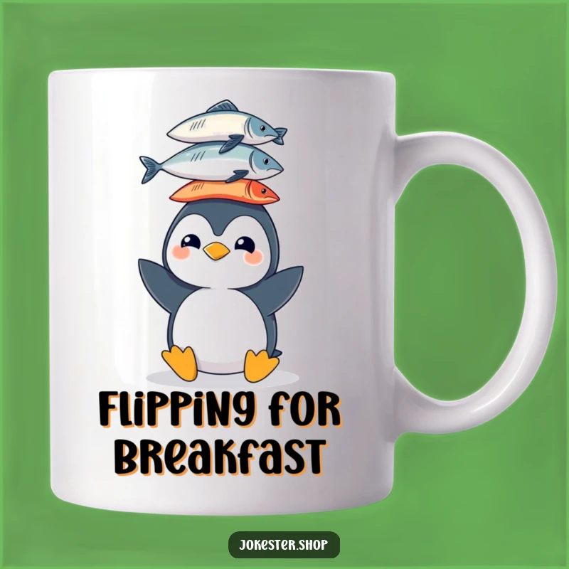 Funny Penguin Fish Mug - Hilarious Balancing Act, Perfect Funny Gift