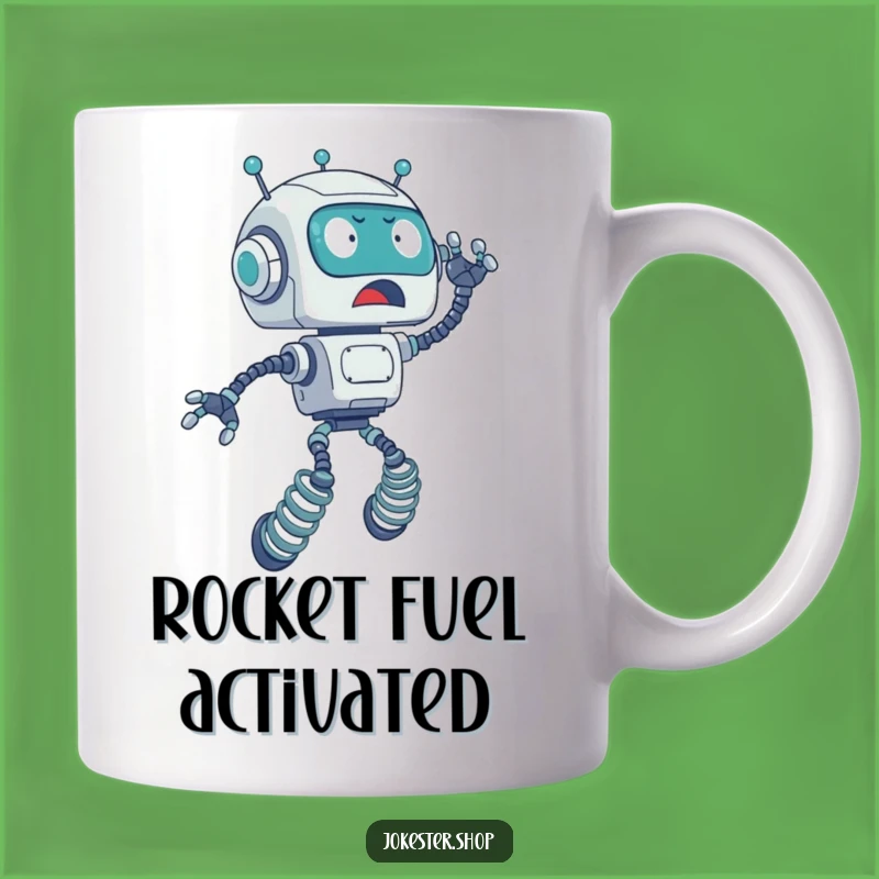 Funny Robot Spring Legs Mug - Hilarious Tech Mishap for Coffee Lovers