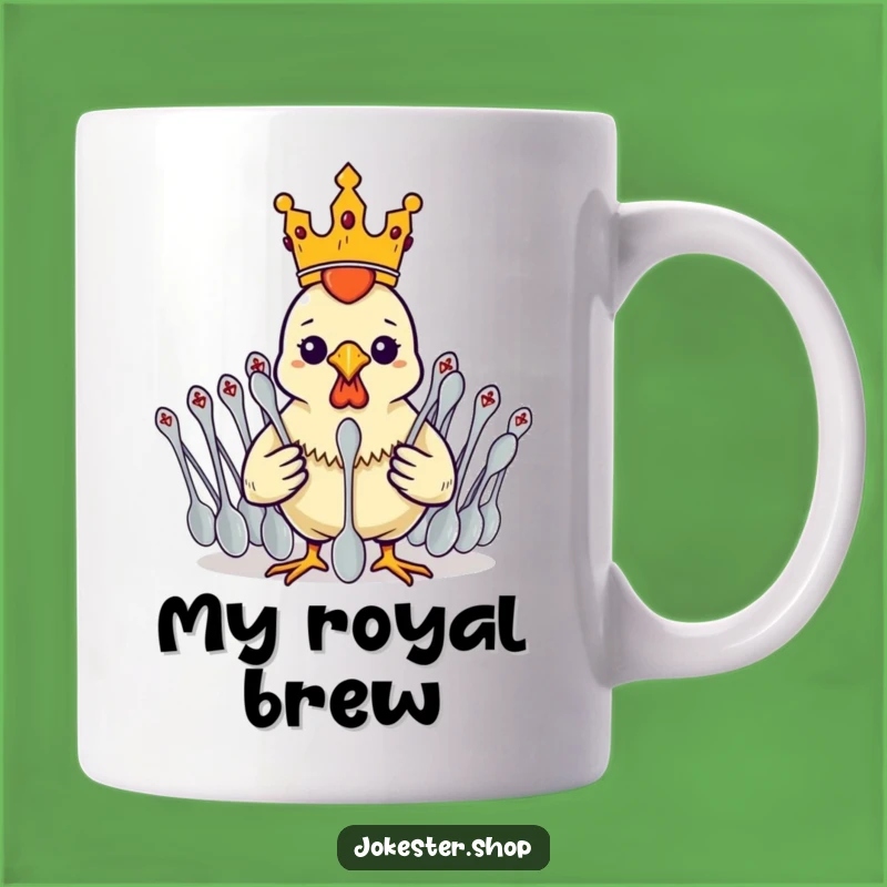 Funny Rubber Chicken King Mug - Spoon Army Commander Gift