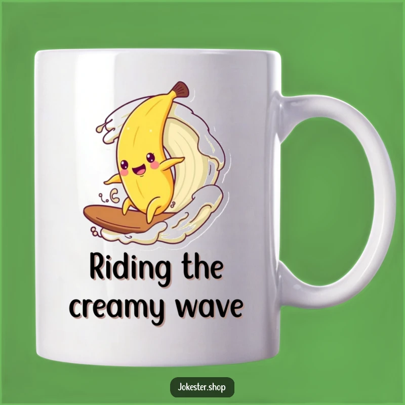 Funny Surfing Banana Mug - Delicious Cream Wave Humor Gift