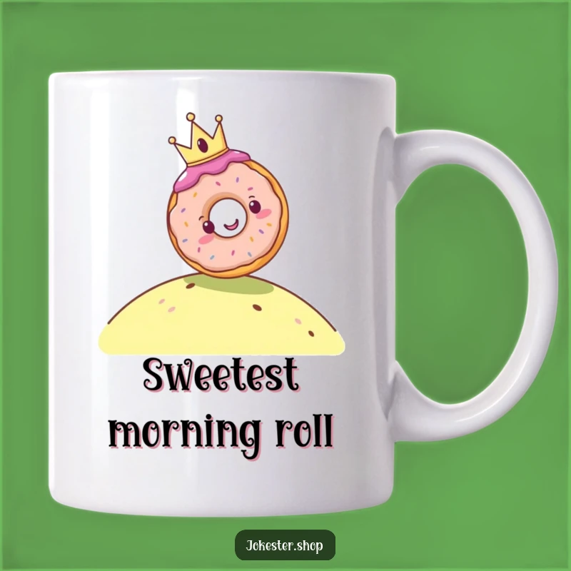 Funny Cheerful Donut Crown Mug - Hilarious Sweet Treat Gift for Joyful Mornings