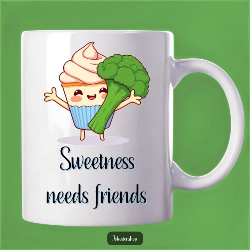 Funny Cupcake Hugs Broccoli Mug - Hilarious Sweet & Grumpy Gift!