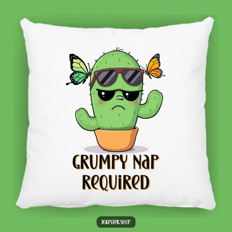 Funny Grumpy Cactus Pillow: Cozy Shades, Annoyed Vibes, Hilarious Decor!