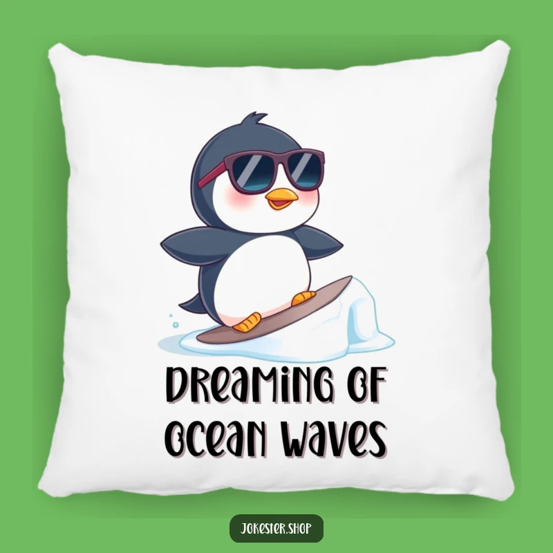 Funny Penguin Surfer Pillow - Cozy 😎 and Hilarious Ice Floe Decor