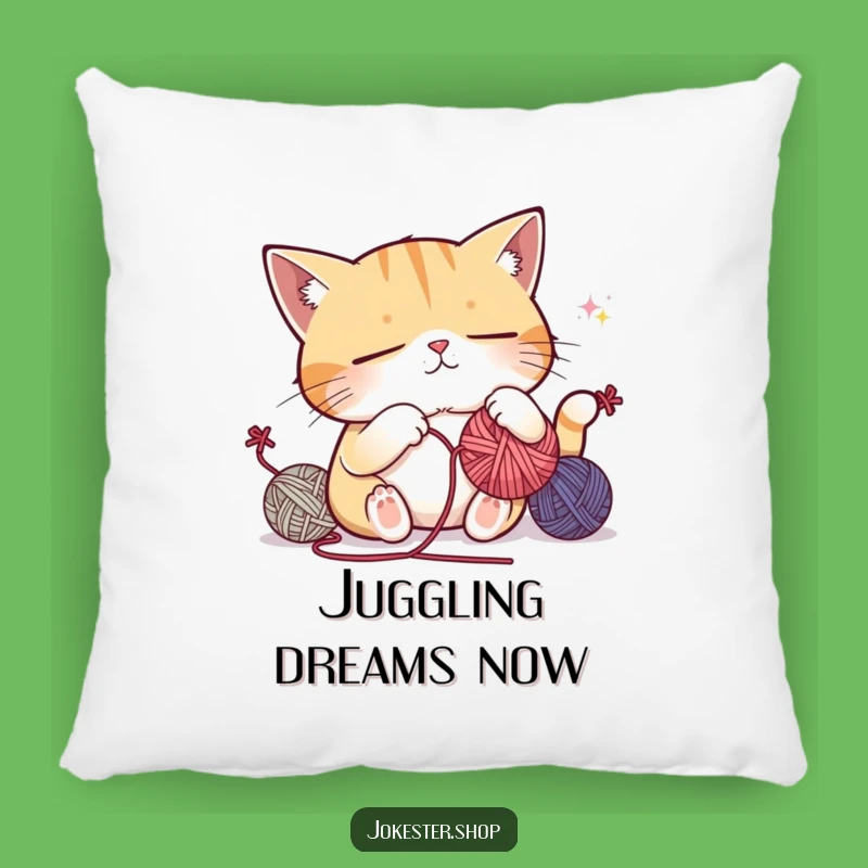Funny Sleepy Cat Juggling Pillow: Yarn Nap Cushion, Gift