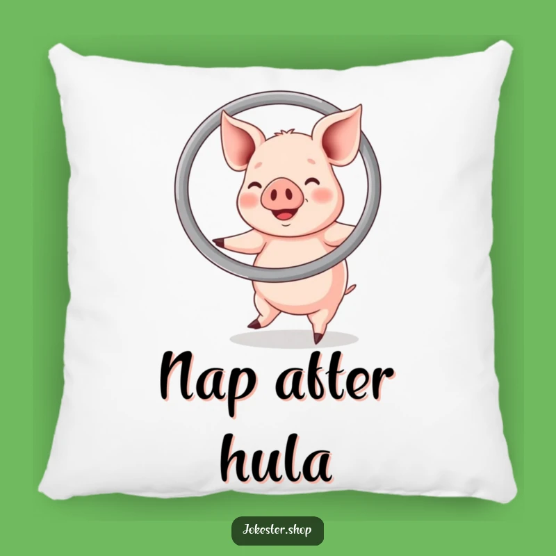 Funny Happy Pig Hula Hoop Pillow - Cozy Dancer and Cheerful Decor