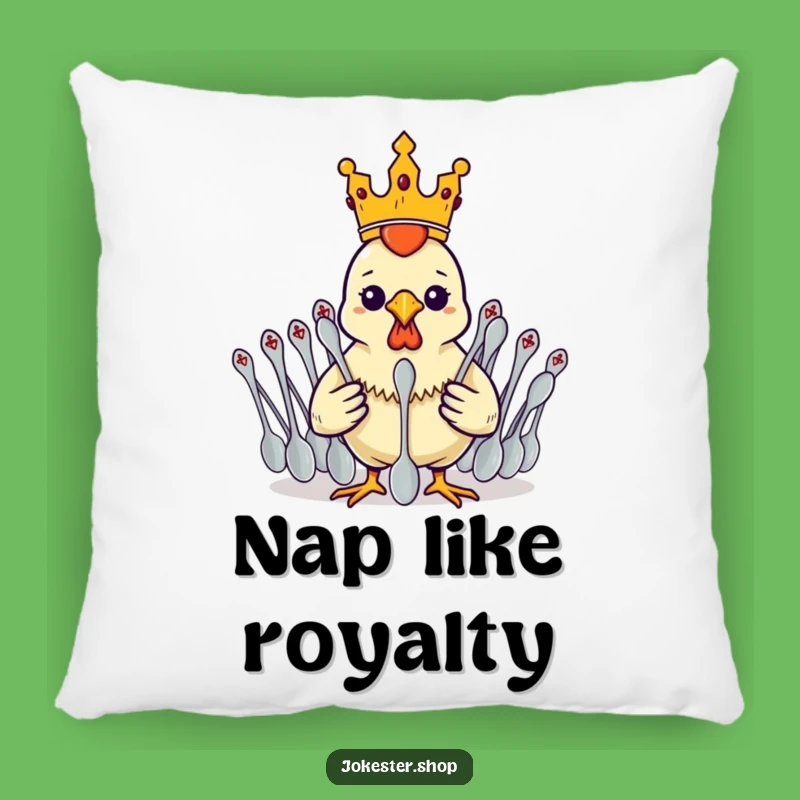 Funny Rubber Chicken King Pillow - Spoon Army Commander Cushion