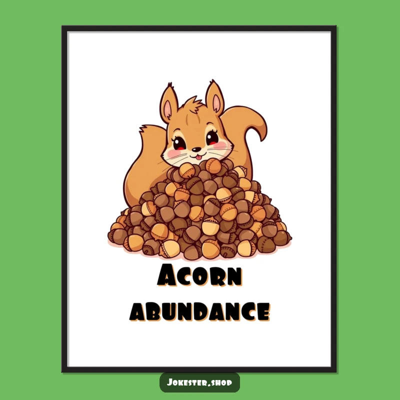 Funny Squirrel Acorn Digital Art: Hoarding Print, Downloadable Funny Gift