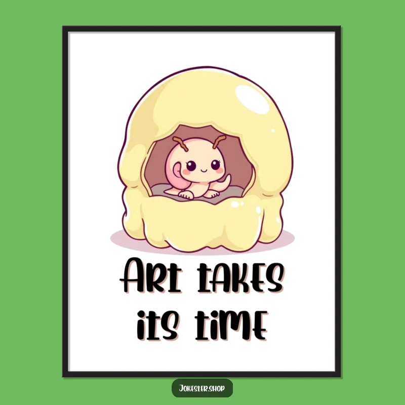 Funny Shy Snail Digital Art - Wobbly Jelly Mold Wall Print for Whimsical Homes