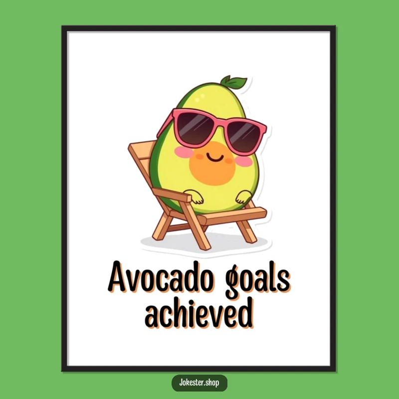 Funny Avocado Digital Print - Sunglasses Beach Lounger Wall Art Funny Gift