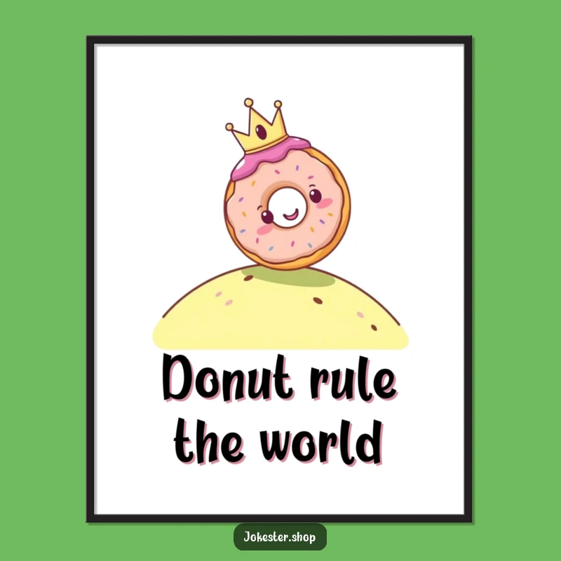 Funny Donut King Digital Art Print - Hilarious Sweet Wall Decor Gift