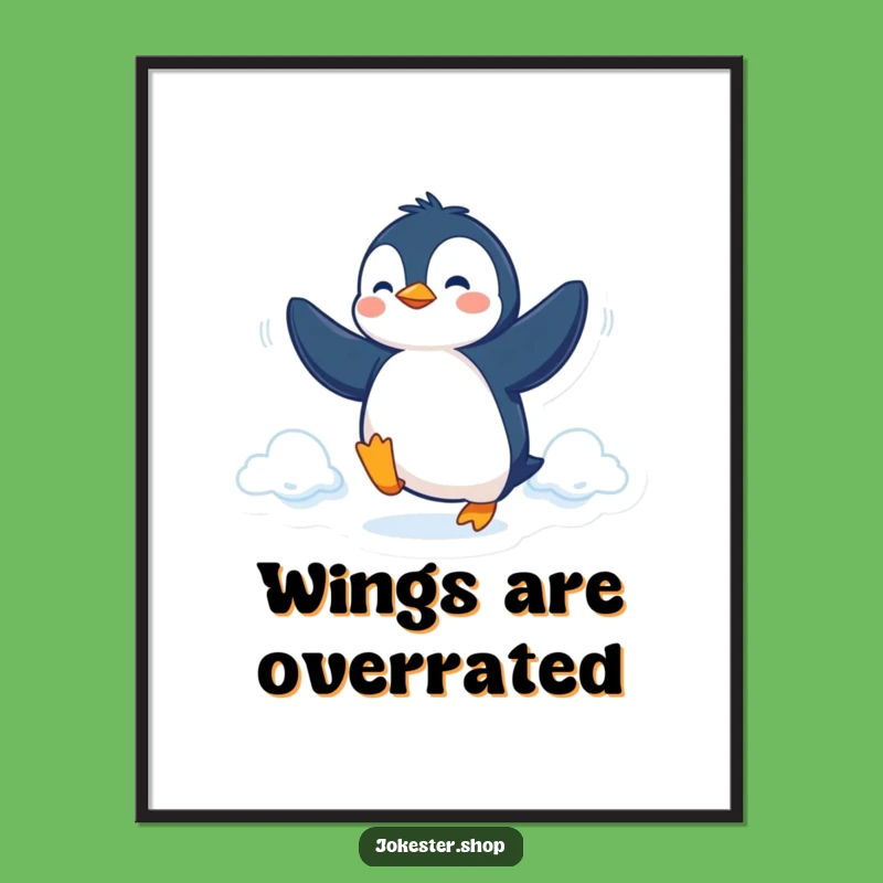 Funny Penguin Fly Digital Print: Determined Bird Art for a Hilarious Gift