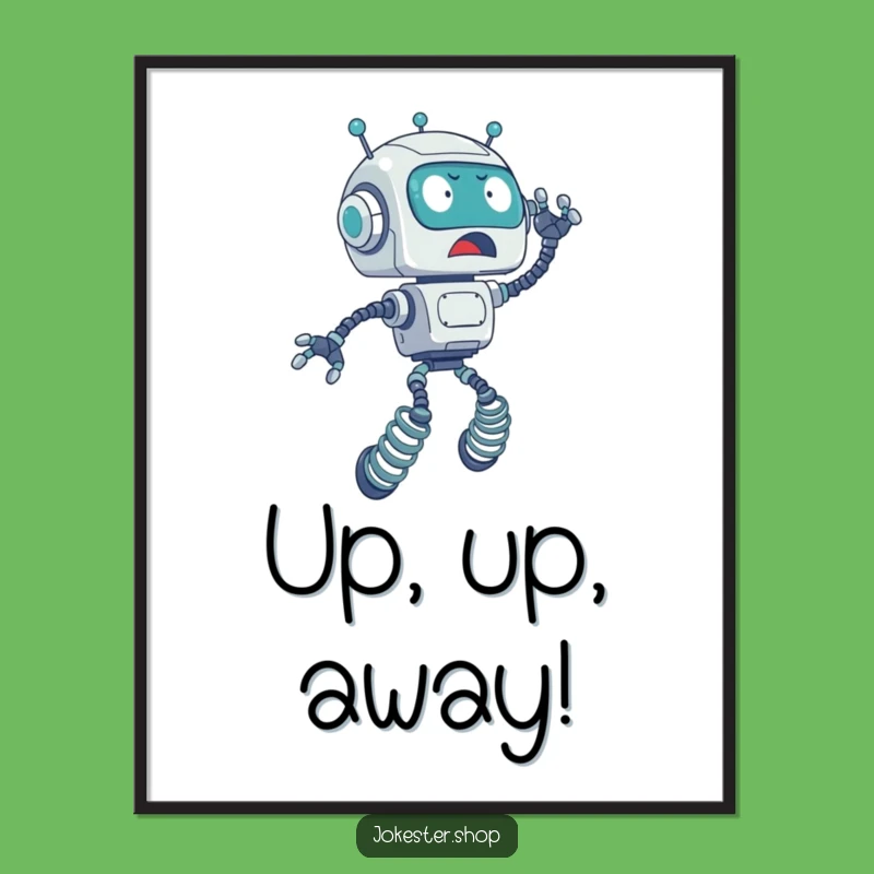 Funny Robot Spring Legs Digital Art Print - Instant Tech Humor Decor