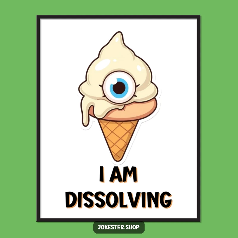 Funny Confused Melting Ice Cream Digital Art - Instant Cartoon Surprise Gift!