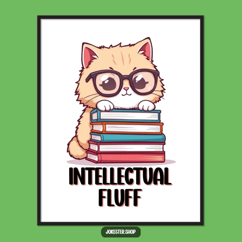 Funny Cat Glasses Digital Art - Bookish Charm, Perfect Funny Gift Print
