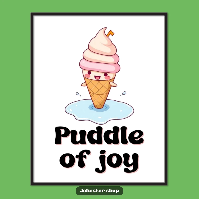 Funny Ice Cream Slipping Digital Art Print - Instant Sweet Decor