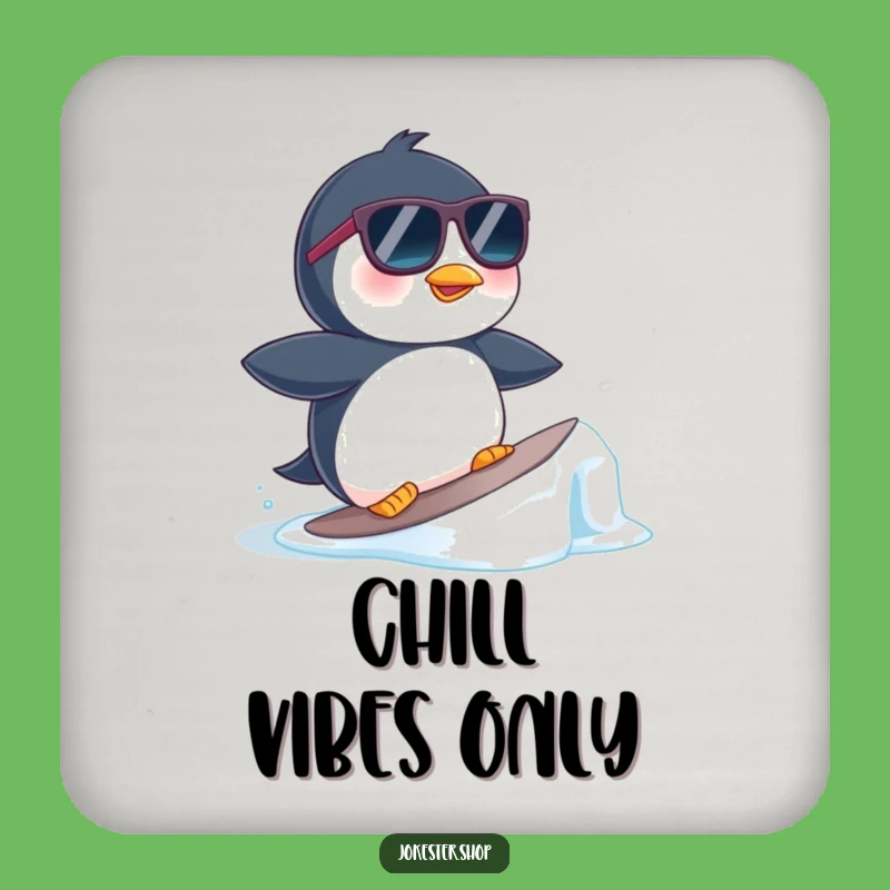 Funny Penguin Surfer Drink Coaster - 😎 Cool Protection for Your Surfaces