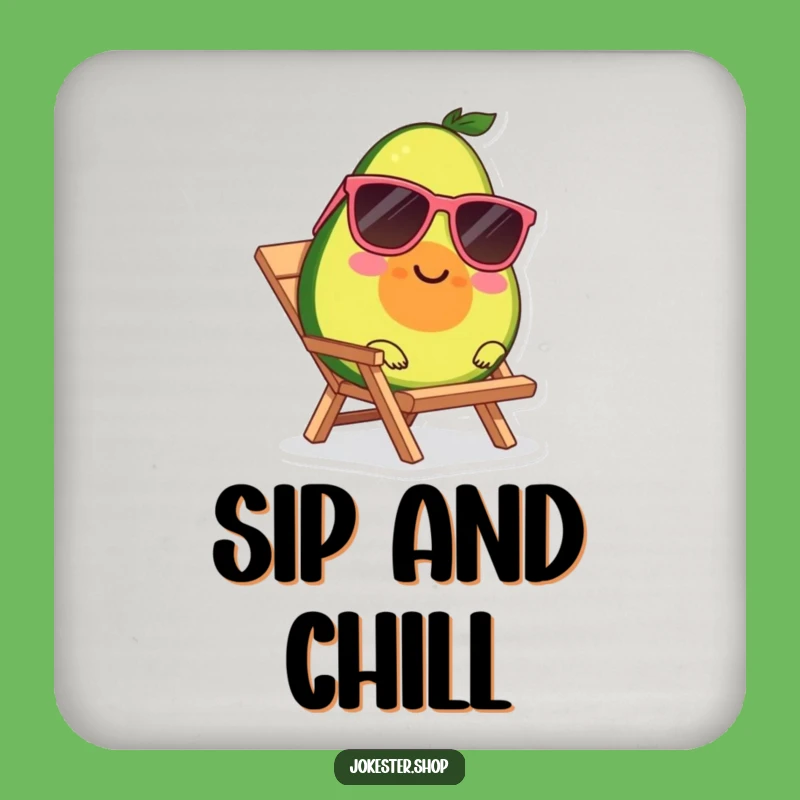 Funny Avocado Coaster - Sunglasses Beach Lounger Drink Protector Funny Gift