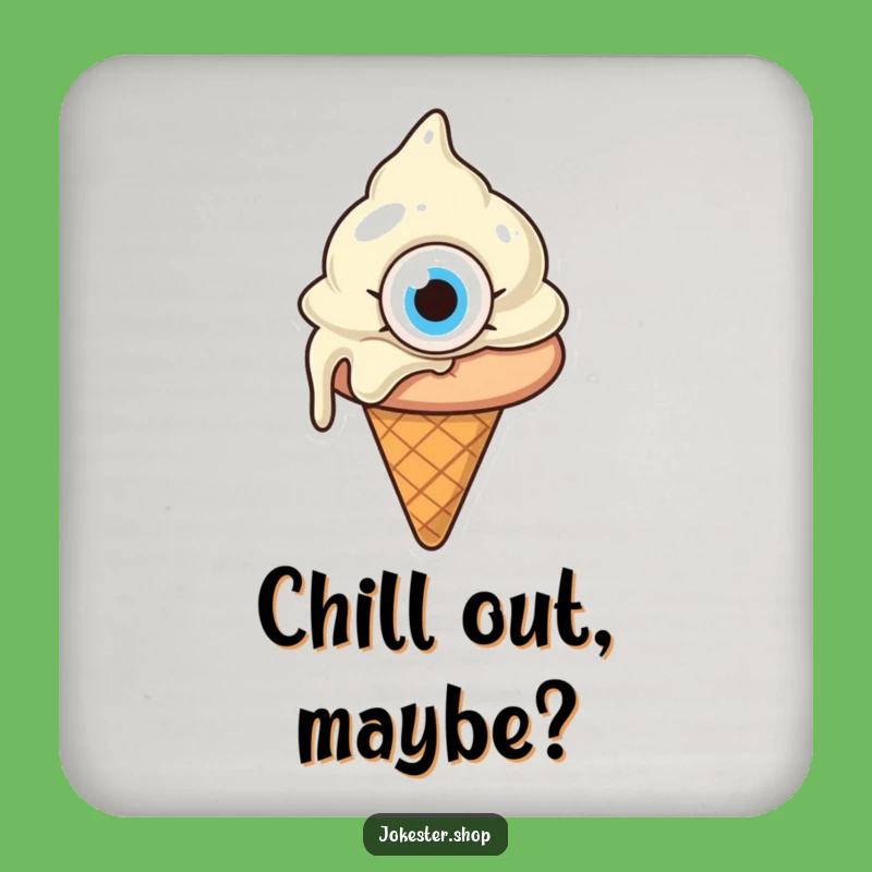Funny Confused Melting Ice Cream Coaster - Protect Surfaces with Humor Gift!