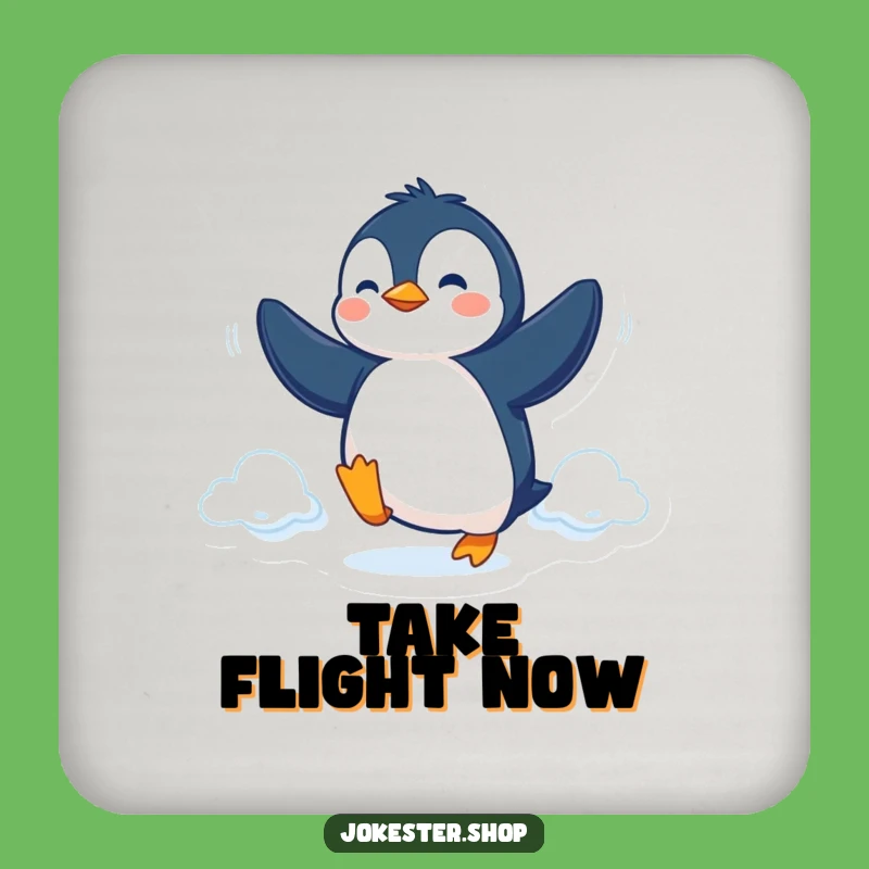 Funny Penguin Fly Coaster: Determined Bird Protector for a Hilarious Gift
