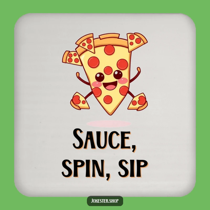Funny Smiling Pizza Coaster - Surface Protection Humor, Great Humorous Gift