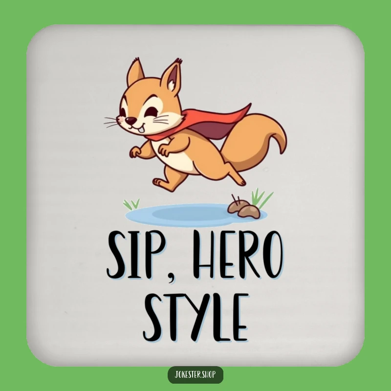 Funny Squirrel Superhero Coaster - Heroic Home Bar Accessory