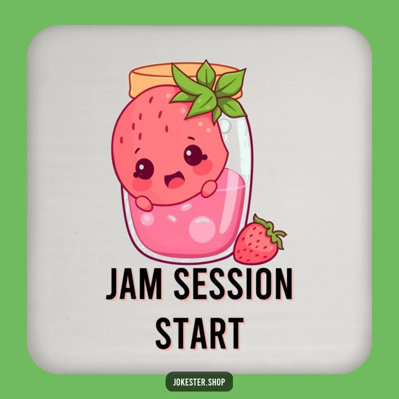 Funny Surprised Strawberry Jam Jar Coaster - Protect Surfaces with Humor Gift!