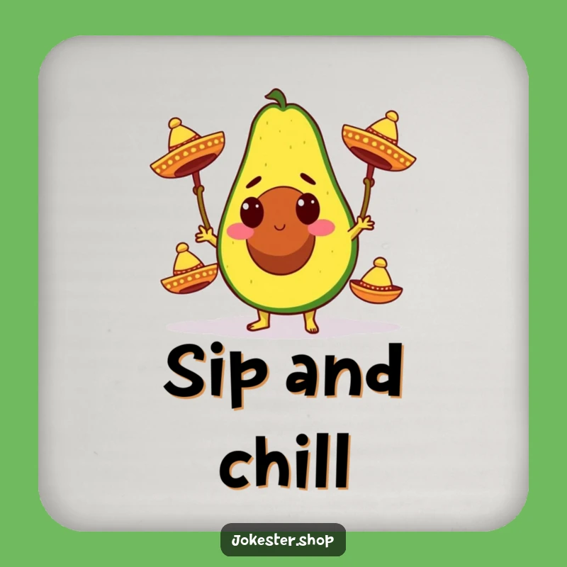 Funny Avocado Fiesta Drink Coaster - Protect Surfaces with Humor