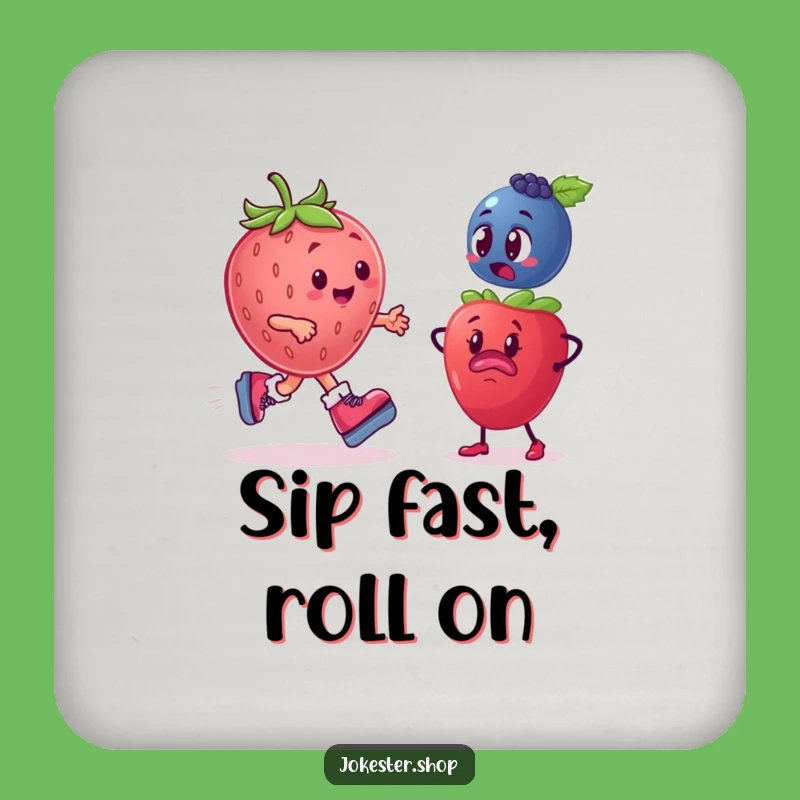 Funny Fruit Race Coaster: Strawberry Skater Drink Protector, Quirky Funny Gift