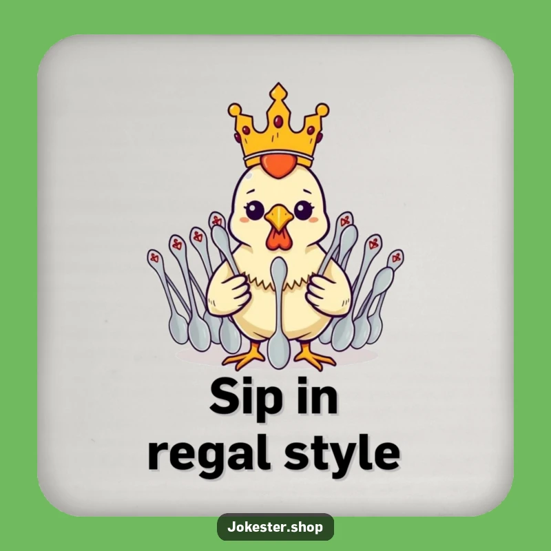 Funny Rubber Chicken King Coaster - Spoon Army Protector