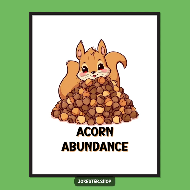 Funny Squirrel Acorn Poster: Hoarding Art Print, Unique Funny Gift Idea