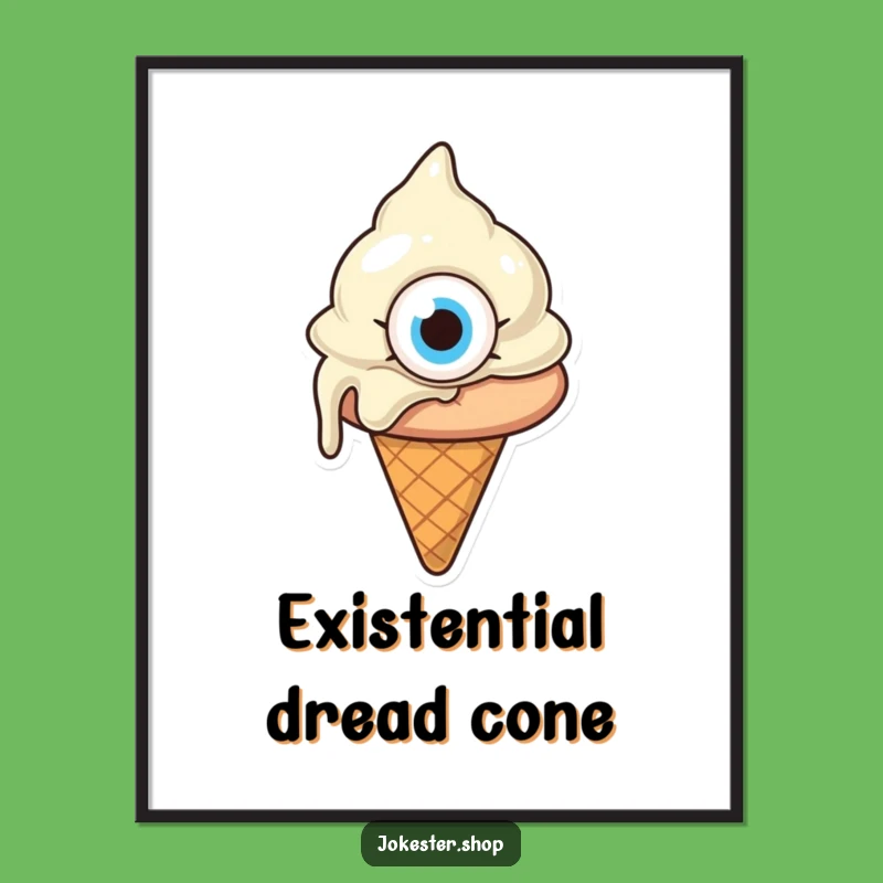 Funny Confused Melting Ice Cream Poster - Quirky Cartoon Wall Art Gift!