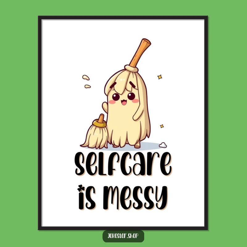 Funny Bewildered Broom Poster - Hilarious Wall Art for Cleaning Humor