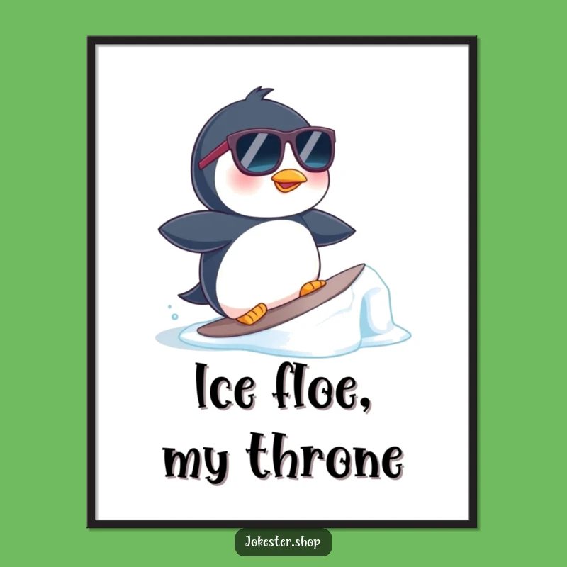 Funny Penguin Surfer Poster - 😎 Cool Vibes Wall Art and Funny Gift