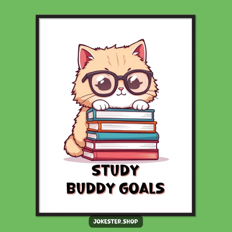 Funny Cat Glasses Poster - Book Balance Art, Perfect Funny Gift Decor