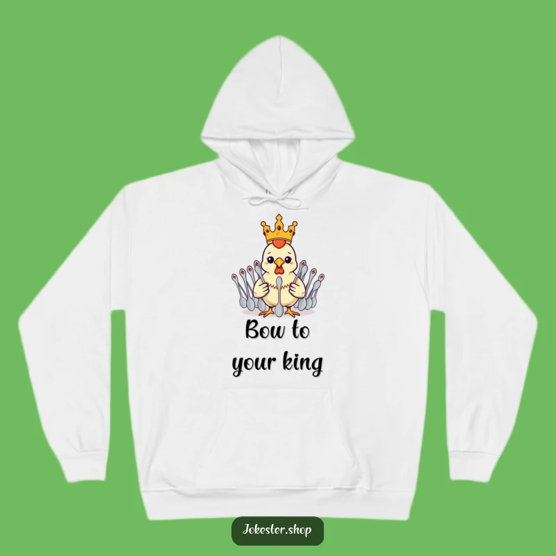 Funny Rubber Chicken King Hoodie - Spoon Army Commander Cozy Gift