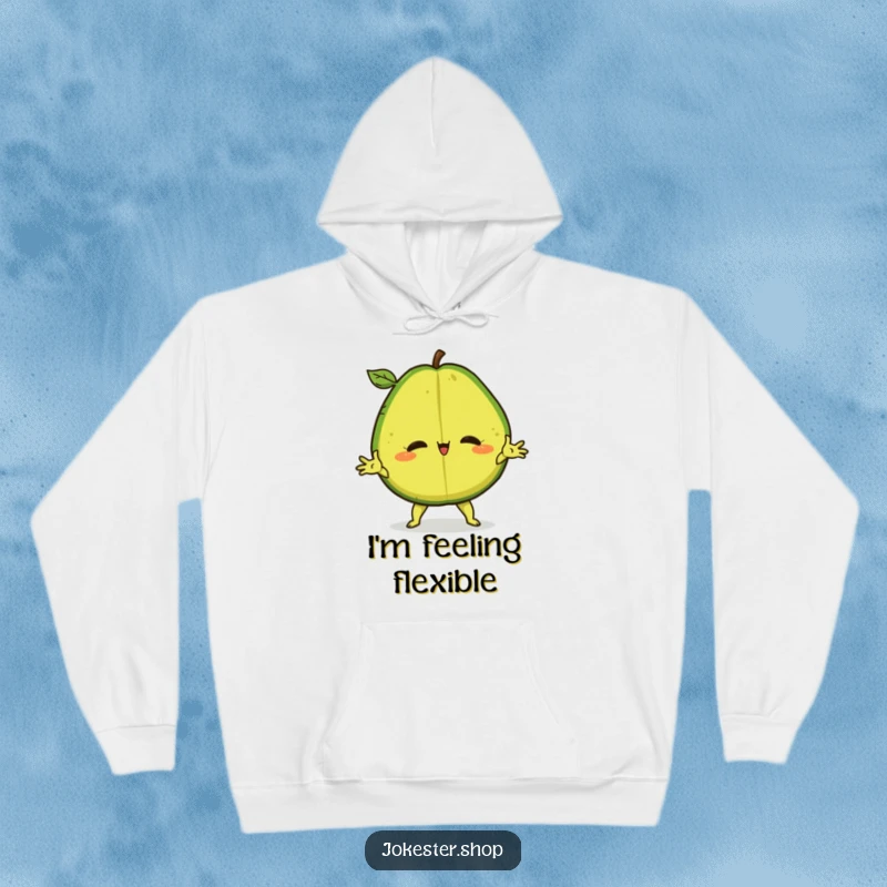 Funny Hoodie featuring a confident avocado in a dramatic split, perfect for cozy laughs and stylish comfort.