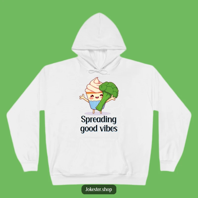 Funny Cupcake Hugs Broccoli Hoodie - Cozy Cartoon Contrast Gift!