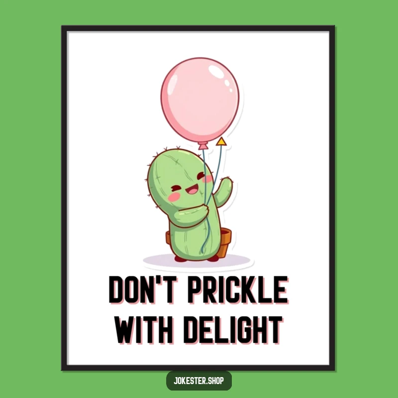 Free Printable Wall Art: Funny Cactus Balloon Hug, Hilarious Downloadable Decor